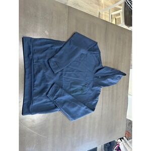 Adidas Mens Pullover Hoodie Navy Blue Zippered Chest Pocket Sweatshirt XL